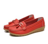 Mocasines Clásicos Penny para Mujer, Zapatos Ortopédicos Casuales de Cuero Transpirable, Zapatos de Senderismo (40 EU, Rot)