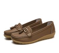 Mocasines clásicos Penny para Mujer, Mocasines Transpirables para Mujer, Zapatos ortopédicos para Mujer, Zapatos Casuales Transpirables de Cuero Transpirable, Zapatos de Senderismo (44 EU,Khaki)