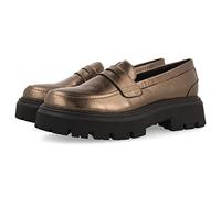 Mocasines Color Plomo de Piel con Piso Track para Mujer kabelvas