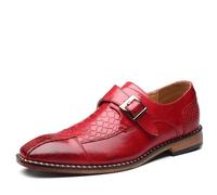 Mocasines con Correa de Monje Individual for Hombre - Zapatos de Vestir sin Cordones de Cuero sintético for Boda Formal Negocios Informal Elegante Negro Rojo Amarillo(Rot,39 EU)