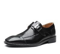 Mocasines con Correa de Monje Individual for Hombre - Zapatos de Vestir sin Cordones de Cuero sintético for Boda Formal Negocios Informal Elegante Negro Rojo Amarillo(Schwarz,40 EU)