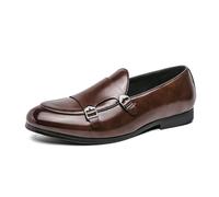 Mocasines con Hebilla para Hombre, Formales De Negocios Loafers Informales Cómodos Vestir Zapatos,Marrón,42 EU