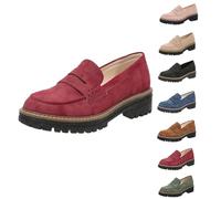 Mocasines con Plataforma, Mocasines Cómodos para Mujer, Mocasines con Plataforma para Mujer, Cómodos Y Sin Cordones, Moda Informal (Rojo,37)