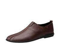 Mocasines conducción Cuero for Hombre sin Cordones: Ligeros, cómodos y Antideslizantes, con Detalles Costura for el Baile graduación.(Brown,37 EU)