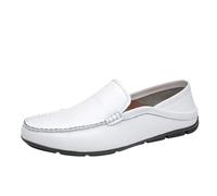 Mocasines Cuero for Hombre: cómodos Zapatos Vestir sin Cordones for Negocios, Oficina y Bodas, diseño Ligero.(White,43 EU)