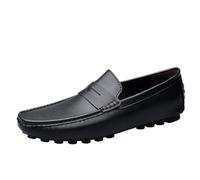 Mocasines Cuero for Hombre, sin Cordones, caña Baja, con Antideslizante, for Fiesta, graduación, Trabajo, Exterior, Informales(Noir,37 EU)