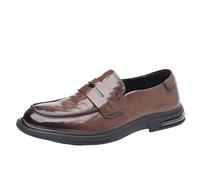 Mocasines Cuero Genuino for Hombre, Zapatos Casuales clásicos Vestir, Mocasines Negro sin Cordones, cómodos Antideslizantes Negocios, Ligeros, Modernos y Transpirables(Brown,42 EU)