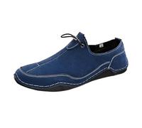 Mocasines de conducción relajada para hombre, zapatos náuticos, mocasines de gamuza con encaje elástico para viajes por carretera, informales, viernes y cenas junto al mar, azul oscuro, 42 2/3 EU