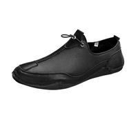 Mocasines de conducción relajada para hombre, zapatos náuticos, mocasines de gamuza con encaje elástico para viajes por carretera, informales, viernes y cenas junto al mar, Black, 39 1/3 EU