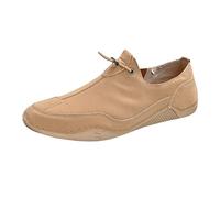 Mocasines de conducción relajada para hombre, zapatos náuticos, mocasines de gamuza con encaje elástico para viajes por carretera, informales, viernes y cenas junto al mar, Khaki, 38 2/3 EU