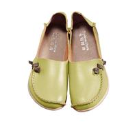 Mocasines de cuero con suela suave para mujer, zapatos planos casuales con lazo para conducir, zapatos ligeros y cómodos para conducir, calzado flexible estilo mocasín para caminar, verde menta, A