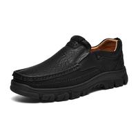 Mocasines de cuero de primera calidad hechos a mano para hombre, informales, cómodos, transpirables, para conducir y caminar, para uso diario, Negro, 38.5 EU
