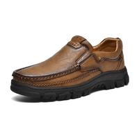 Mocasines de cuero de primera calidad hechos a mano para hombre, informales, cómodos, transpirables, para conducir y caminar, para uso diario, Marrón claro, 40 EU