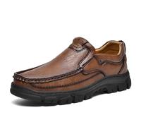 Mocasines de cuero de primera calidad hechos a mano para hombre, informales, cómodos, transpirables, para conducir y caminar, para uso diario, Marrón, 40 EU