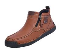 Mocasines de cuero para hombre, zapatos de verano para caminar, ligeros, cómodos, transpirables, informales, para exteriores, zapatos de vestir con suela suave, Brown, 42.5 EU