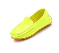 Mocasines de cuero para niñas, mocasines antideslizantes, zapatos náuticos para niños, zapatos de vestir casuales, anchos, planos, transpirables, ligeros, suela de goma, Amarillo, 33 EU