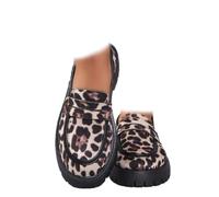 Mocasines de gamuza con tacón de bloque para mujer, con estampado de leopardo, mocasines con estampado animal de primera calidad, elegantes, cómodos, puntera redonda, sin cordones, para oficina de
