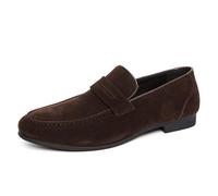 Mocasines de gamuza de tacón bajo para hombre, ligeros, sin cordones, para conducir, negocios, mocasines, Brown, 44 EU