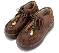 Mocasines de gamuza para mujer, con forro de piel, zapatos de invierno con cuentas, botas de tobillo impermeables, Brown, 38 EU