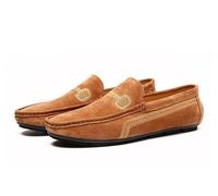 Mocasines de Hombre con Punta Redonda de Gamuza y Empeine, Antideslizantes, Flexibles, cómodos, Informales, for Boda(Brown,44 EU)