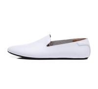 Mocasines de Hombre con Punta Redonda de Piel sintética, Antideslizantes, Flexibles, for Bodas y Ocasiones Especiales.(Blanco,42 EU)