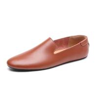 Mocasines de Hombre con Punta Redonda de Piel sintética, Antideslizantes, Flexibles, for Bodas y Ocasiones Especiales.(Brown,42 EU)