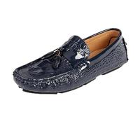 Mocasines de Hombre de Piel Vegana con Estampado de cocodrilo, cómodos, Flexibles, Antideslizantes, Informales, sin Cordones, for Baile de graduación(Azul,39 EU)