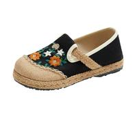 Mocasines de lino para mujer, bailarinas con flores, zapatos planos para mujer, zapatos de vestir, zapatos bajos, zapatos elegantes y cómodos, zapatos para traje regional, zapatos informales