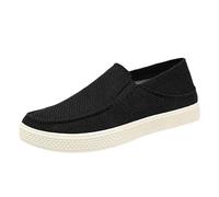 Mocasines de lona para hombre, anchos, antideslizantes, para oficina, trabajo, caminar, informales, cómodos, ligeros, clásicos, para fiestas de verano, bailes de graduación, Black, 40 2/3 EU