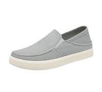 Mocasines de lona para hombre, anchos, antideslizantes, para oficina, trabajo, caminar, informales, cómodos, ligeros, clásicos, para fiestas de verano, bailes de graduación, gris, 41 1/3 EU