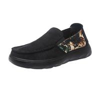 Mocasines de lona para hombre, zapatos casuales para conducir, transpirables, suaves, de color sólido, ligeros, cómodos, para exteriores, zapatos de tela vieja, Black, 40 2/3 EU