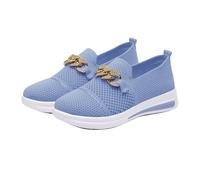 Mocasines de malla gruesa para mujer, modernos, elegantes, con plataforma, suela acolchada, zapatos casuales para ir de compras, viajes y viajes, Purple, 40.5 EU