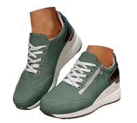 Mocasines de malla ligera con amortiguación de aire para mujer, suela gruesa, tacones altos ocultos, sin cordones, transpirables, para caminar, trabajo, soporte de arco, 1, 43 EU