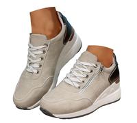 Mocasines de malla ligera con amortiguación de aire para mujer, suela gruesa, tacones altos ocultos, sin cordones, transpirables, para caminar, trabajo, soporte de arco, 1 4, 38.5 EU