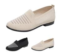 Mocasines de malla para mujer, con plataforma y tacón de cuña, transpirables, de tacón bajo, ligeros, de oficina, de verano, a rayas, para barco, caminar, White, 37 1/3 EU