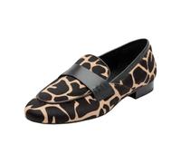 Mocasines de mujer - Loafers con punta redonda cerrada, empeine de gamuza con diseño de animales - Brida ancha decorativa, corte bajo, suela plana flexible para ciudad, diario y zapatos casuales