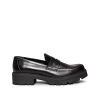 Mocasines de Mujer Piel Piso Track Negro, EU 41