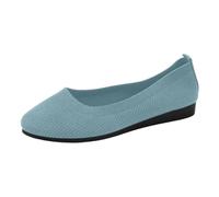 Mocasines de mujer verano zapatillas de lona transpirable para ponerse fácilmente zapatos planos redondos para oficina y ciudad, estilo casual simple y aireado, azul celeste, 36 EU