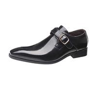 Mocasines de piel de charol para hombre, zapatos Derby puntiagudos con hebilla y correa de monje, mocasines casuales, cómodos, antideslizantes, para fiestas, bodas, negocios, vestidos, zapatos Oxford
