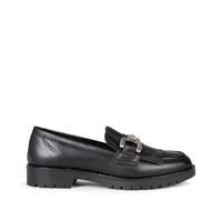 Mocasines de Piel Mujer Piso Track, Negro EU 35