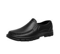 Mocasines de piel para hombre, zapatos de cuero de un solo color, antideslizantes, planos, para caminar, zapatos de negocios, ligeros, cómodos, informales, modernos, para hombre, deslizantes