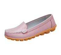 Mocasines de piel para mujer, zapatos de bailarina, zapatos planos, mocasines, mocasines, zapatos de mujer, elegantes y cómodos, zapatos de vestir, zapatillas bajas, zapatos informales, Rosa., 43 EU
