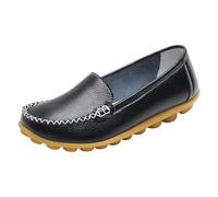 Mocasines de piel para mujer, zapatos de bailarina, zapatos planos, mocasines, mocasines, zapatos de mujer, elegantes y cómodos, zapatos de vestir, zapatillas bajas, zapatos informales, Negro , 35 EU