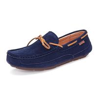Mocasines de piel sintética para hombre, con puntera redonda, tacón plano, antideslizantes, ligeros, informales, para baile de graduación, Blue, 42 1/3 EU