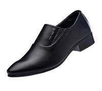 Mocasines de piel sintética para hombre, sin cordones, puntiagudos, clásicos, Oxford, zapatos de vestir formales para negocios, bodas, fiestas, bailes, noche, negocios, oficina, Black, 39 EU