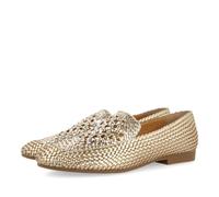 Mocasines DE Piel Trenzada Color Platino con Detalle Bicolor para Mujer RADDUSA