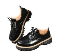 Mocasines de plataforma con cordones y puntera redonda para mujer, tacones de bloque negros y marrones, zapatos casuales de negocios, cómodos, elegantes, zapatos de oficina y trabajo, Black, 44 EU