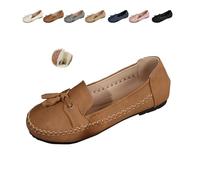 Mocasines de suela suave para mujer, cómodos, ligeros, antideslizantes, de piel, para negocios, casual, trabajo, marrón, 36 EU