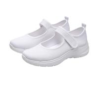 Mocasines deportivos Mary Jane para mujer, con correa ajustable, malla transpirable, ligeros, informales, para caminar, gimnasio y viajes, White, 39.5 EU