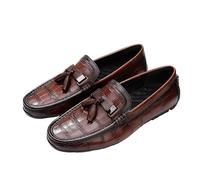 Mocasines for Hombre, Color Liso, con borlas y Estampado de Piedras, cómodos, Ligeros, Resistentes, clásicos, sin Cordones(Brown,41 EU)